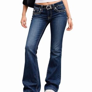 True Religion Billy Flap Pocket Bootcut Low Rise Jeans Dark Wash Womens 28x31